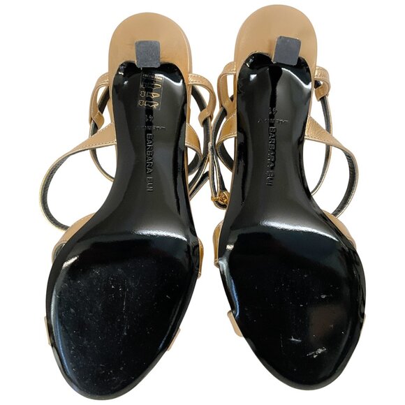 Barbara Bui Gold Strappy Criss Cross Sandals - Picture 9 of 9